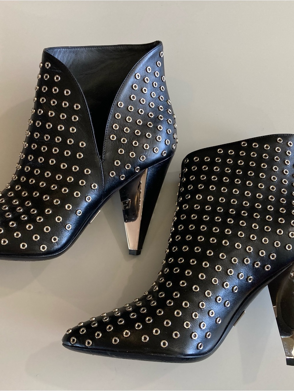Michael Kors Black Studded Pointed Toe Ankle Booties - Picture 1 of 8